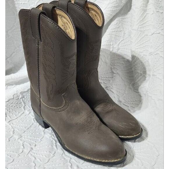 Durango Distressed Tan Embroidered Western Cowboy Boots Kids Youth Size 3D - Picture 1 of 9
